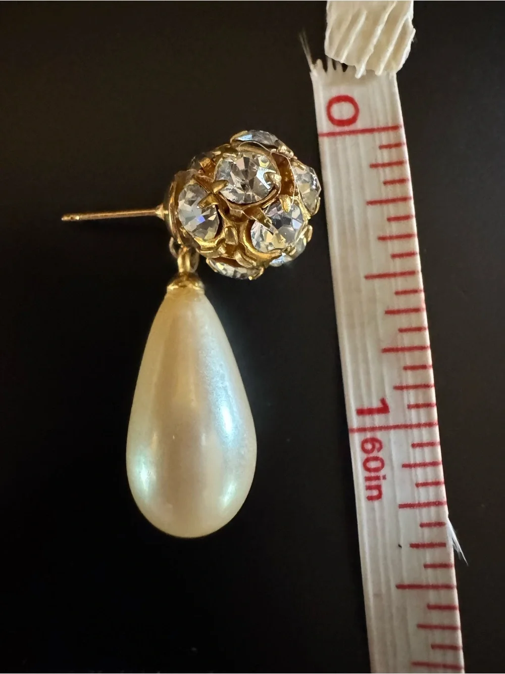Vintage Rhinestone & Faux Pearl Drop Earrings